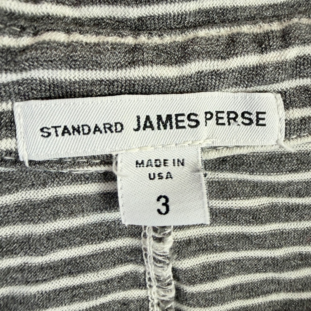 James Perse Button Down Shirt Womens 3 Gray Striped Cotton 3/4 Sleeve WCS3826 - Picture 9 of 15